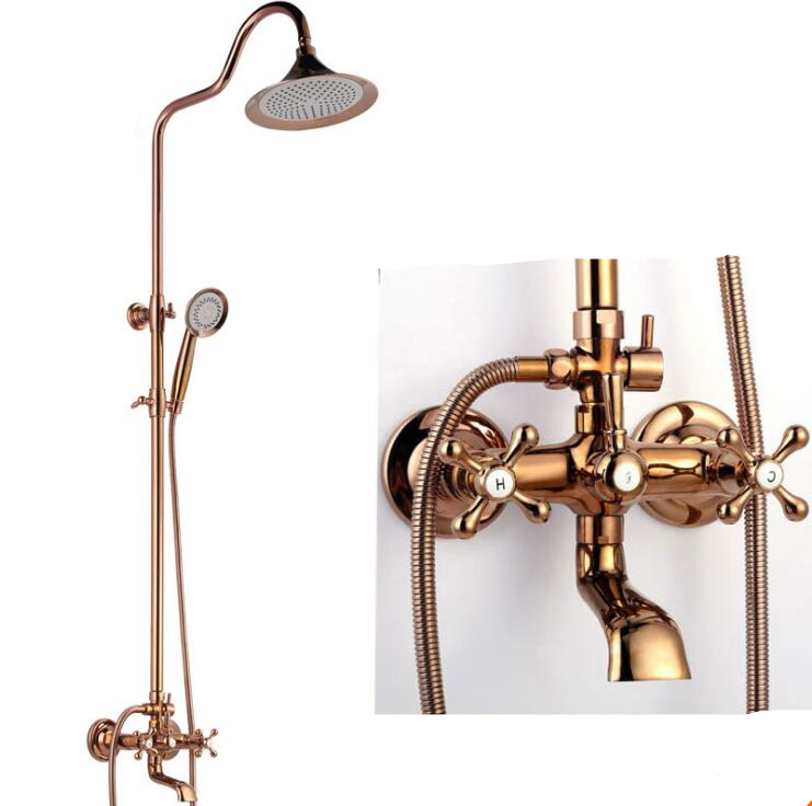 Bavaria Wall Mounted Round Gold Bathroom Shower Combo Set